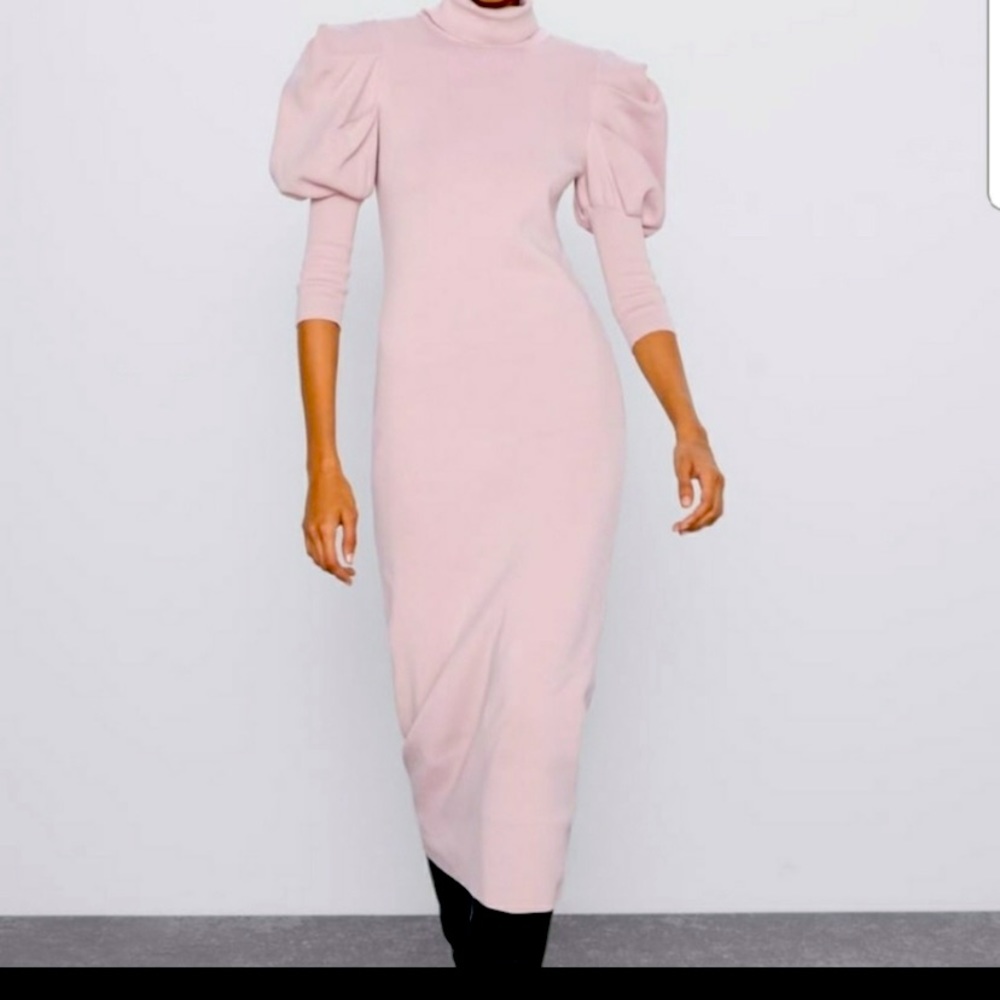 Zara midi puff sleeves dress